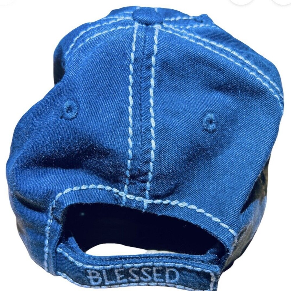 Womens‎ Hat Cap “Blessed” Kbethos Vintage Embroidered Gray Adjustable Floral - Picture 6 of 9